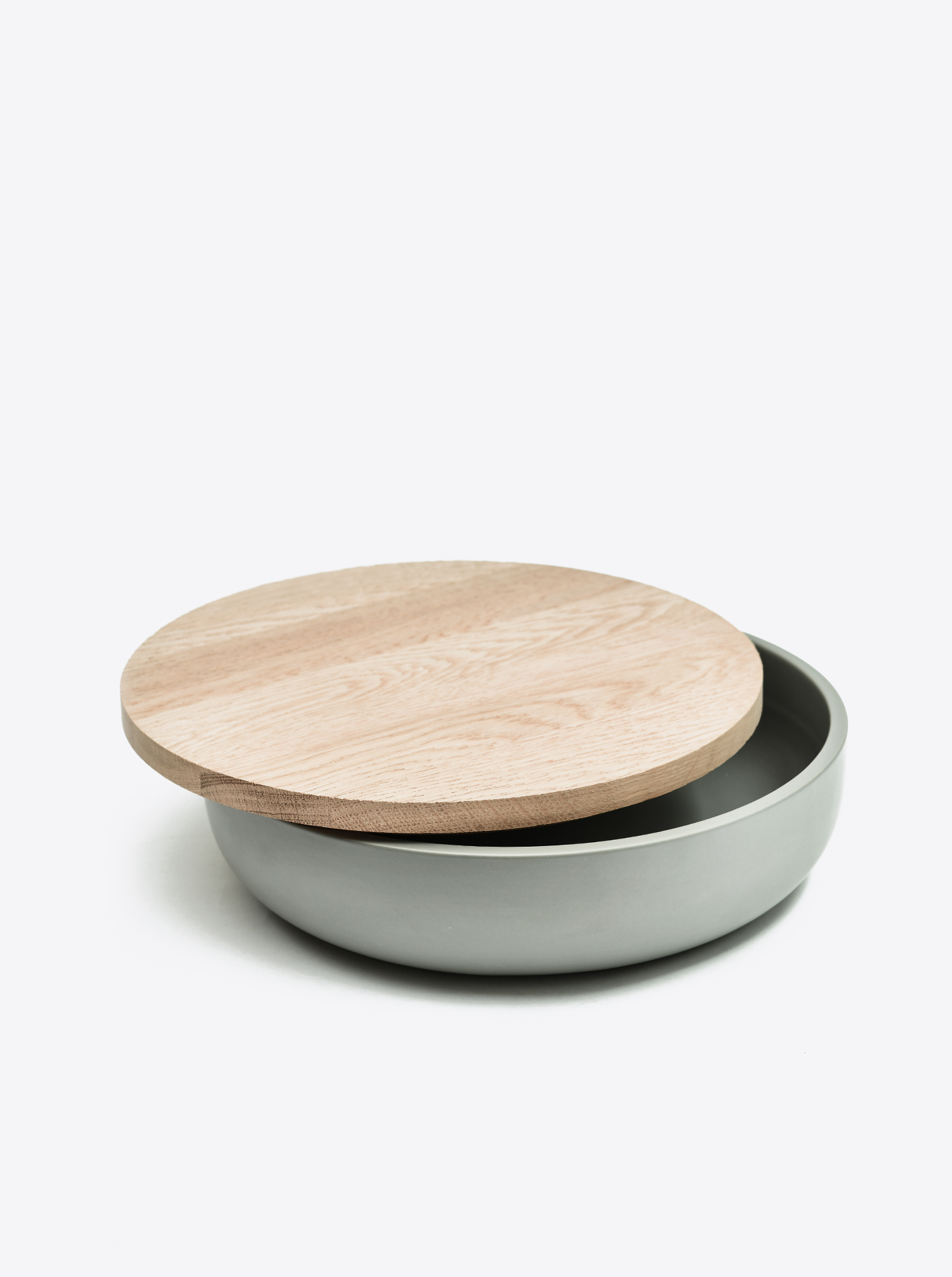 Bowl Ceramic grey D30 with lid Oak