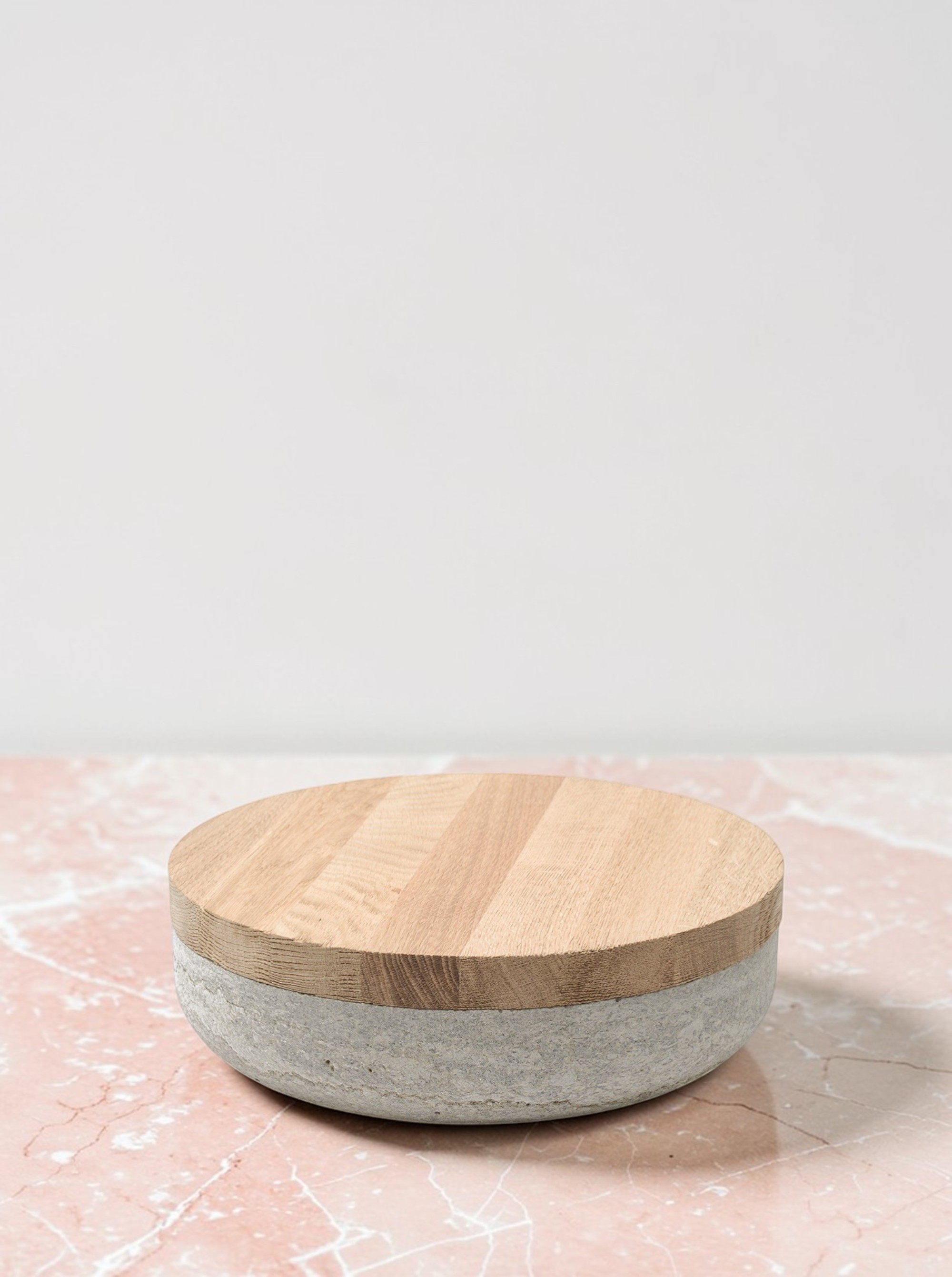 Schale Muschelkalk D30 mit Deckel Eiche