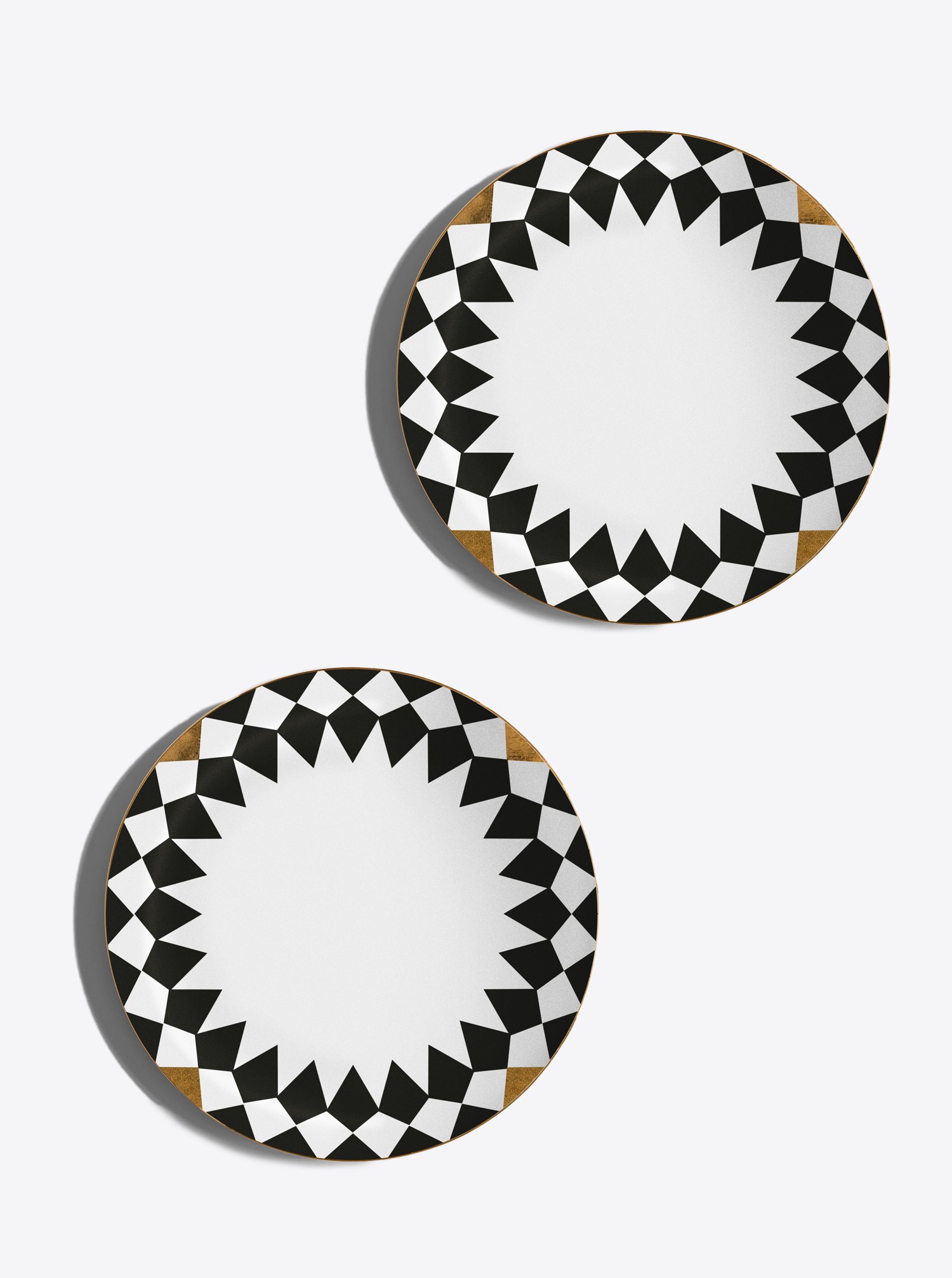Plate Set &quot;Casquets&quot; 2 pieces in black &amp; white D21