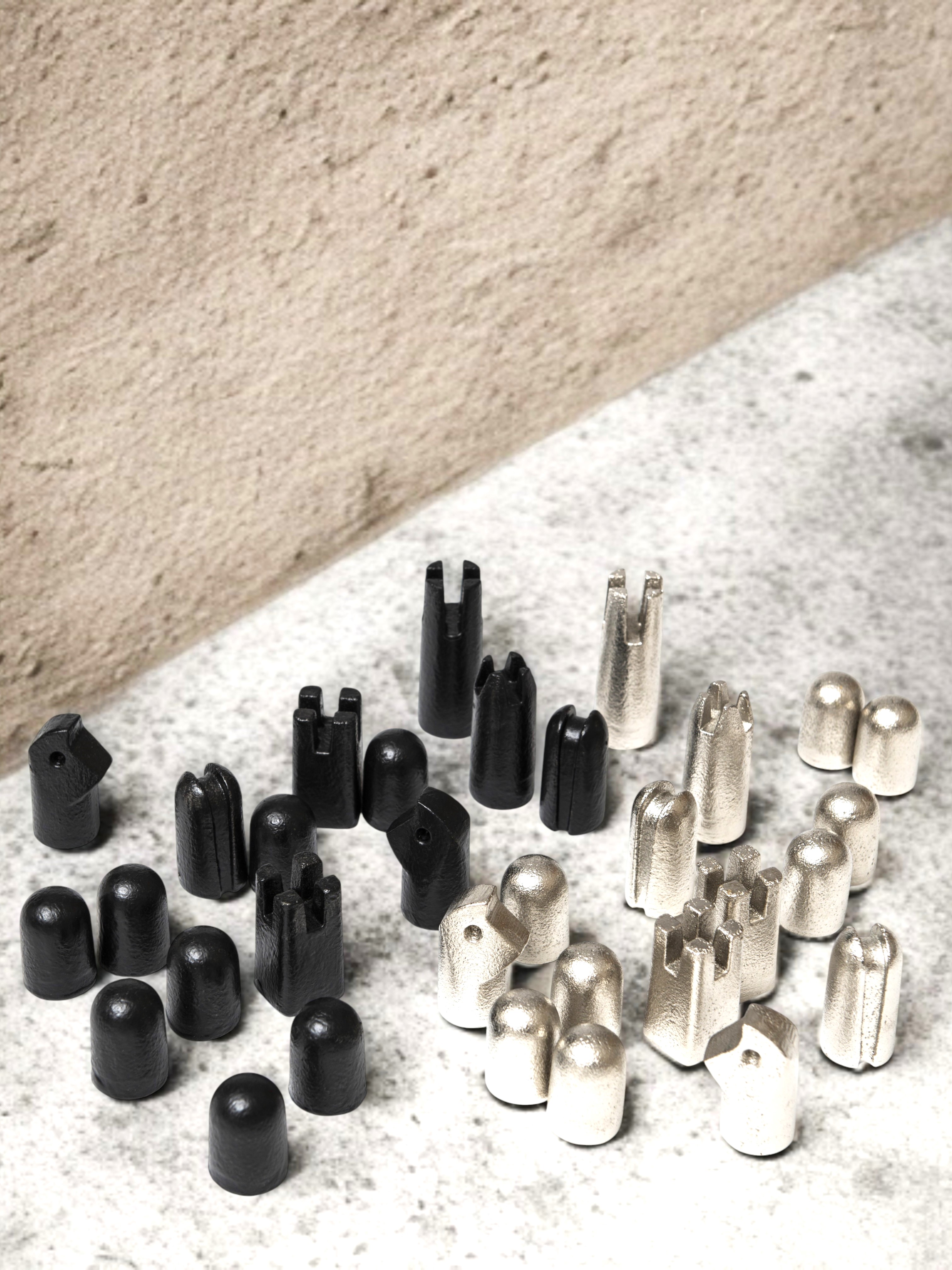 Chess Set pieces Iron enamelled