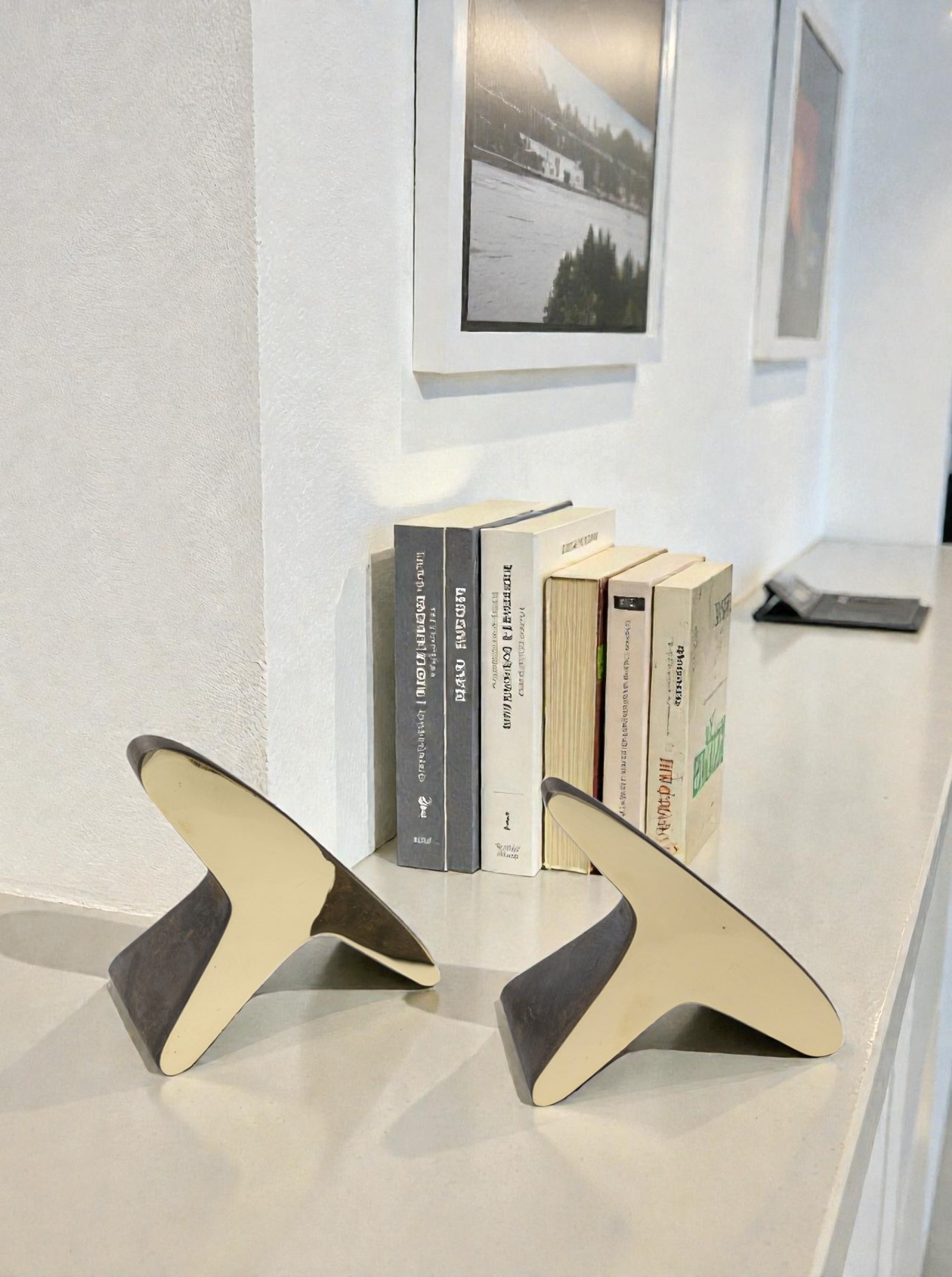 Bookend Set "T" Brass patinated
