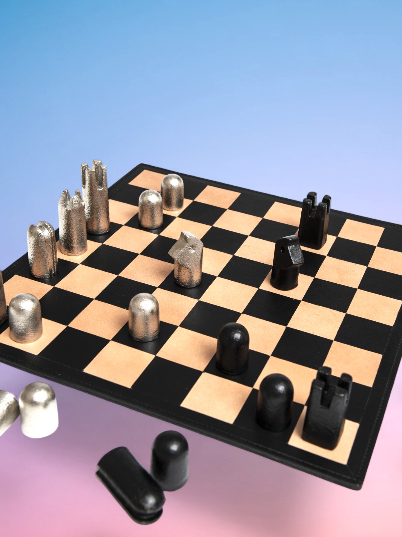 Chess Set pieces Iron enamelled