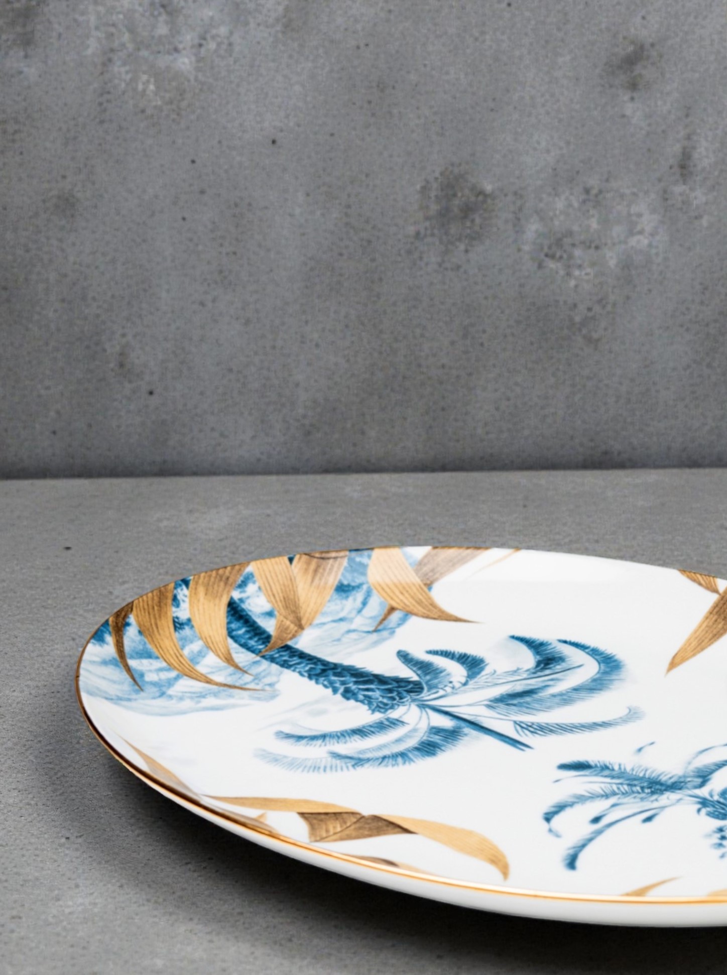 Oval Plate "Las Palmas" bluegreen &amp; gold L38