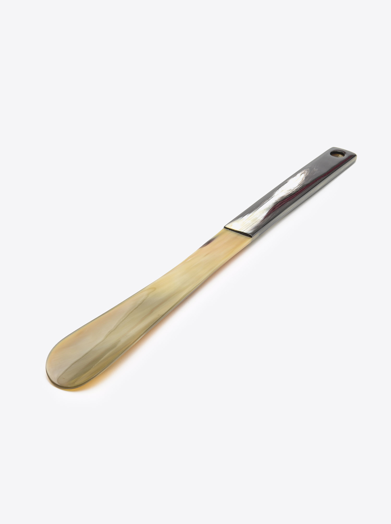 Shoehorn made of Horn light and dark handle
