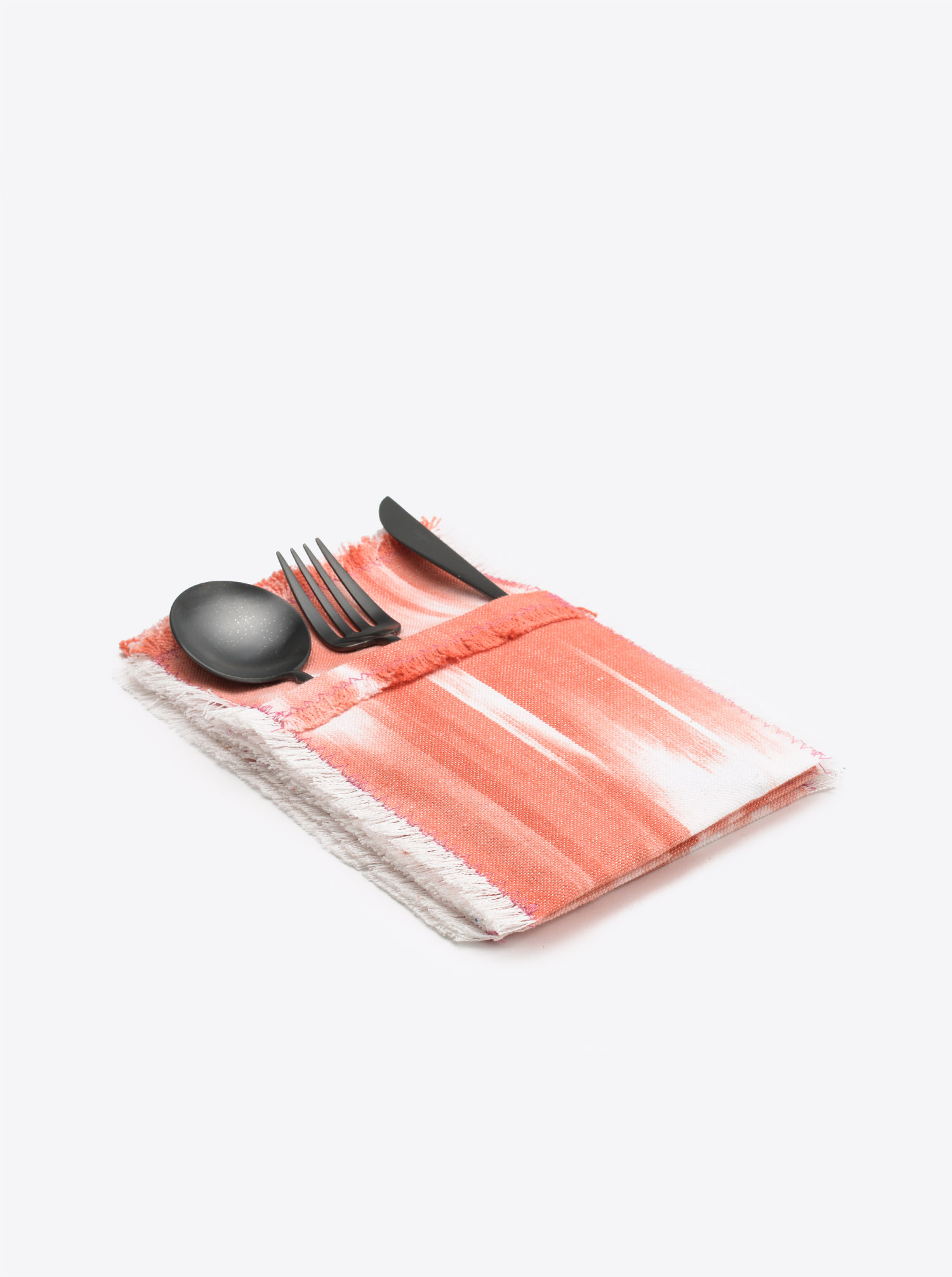 Bestecktaschen Set Cubierto 6teilig Ikat pink koralle
