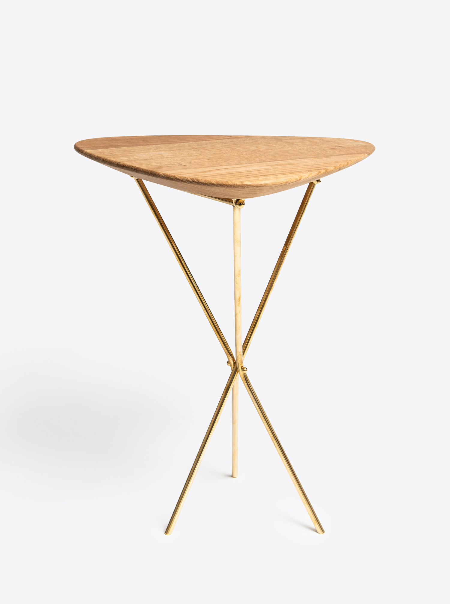Tribod Table Oak and Brass