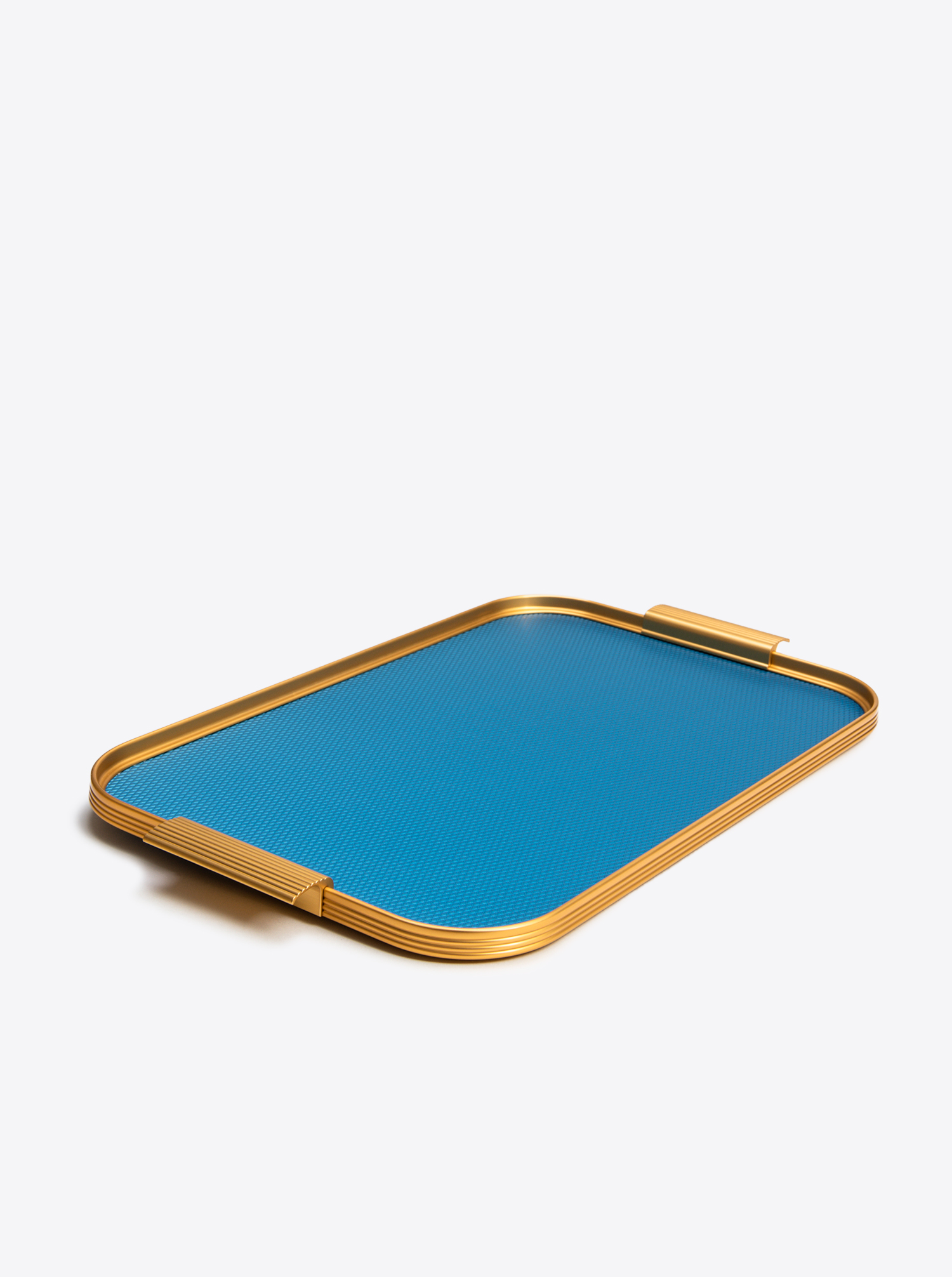 Tray Aluminium L 46 x 30cm in Diamond Sky Blue / Gold