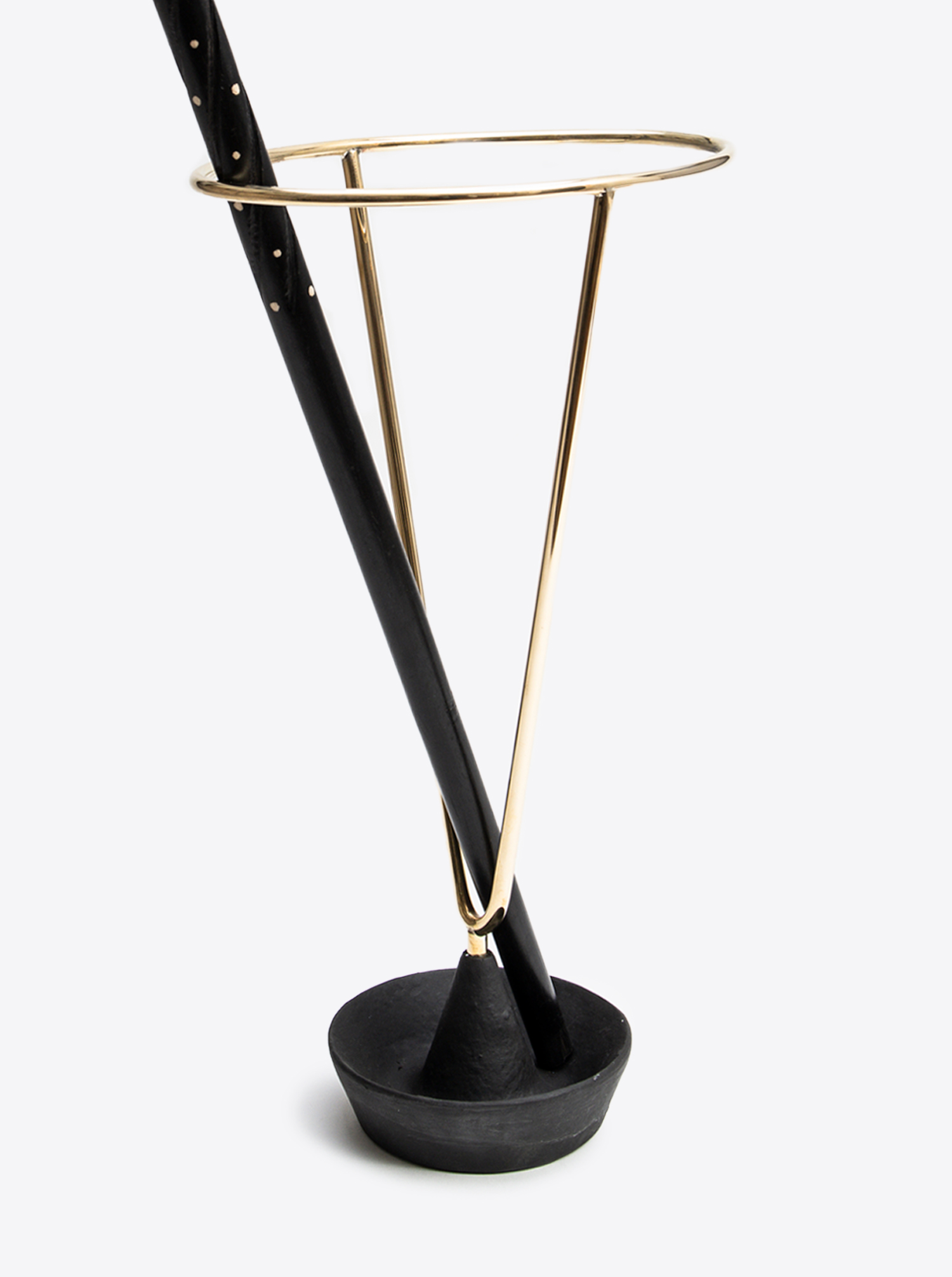 Umbrella stand polished brass base colored black