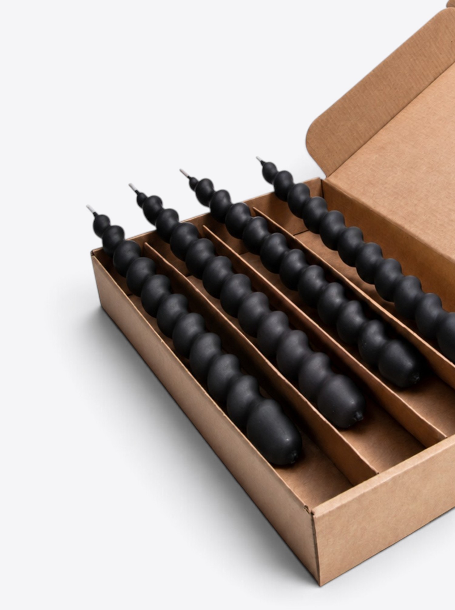 Dinner Candles "Deep Noir" - Set of 4 black spiral candles