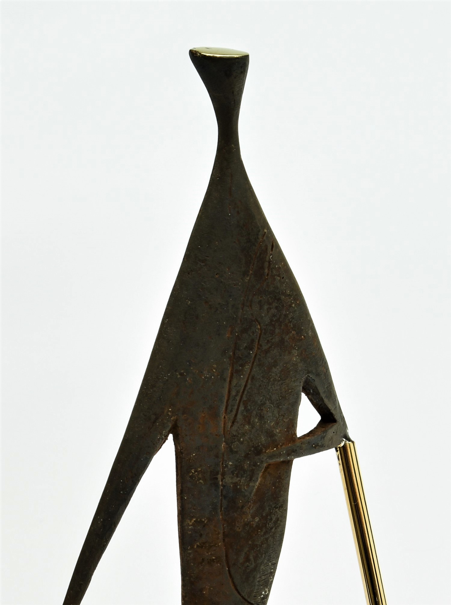 Plastic &quot;Man with a Stick&quot; Brass patinated