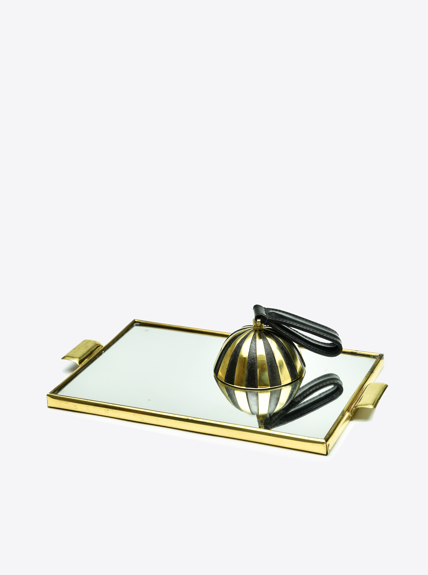 Table Bell &quot;Zebra&quot; Brass patinated and polished