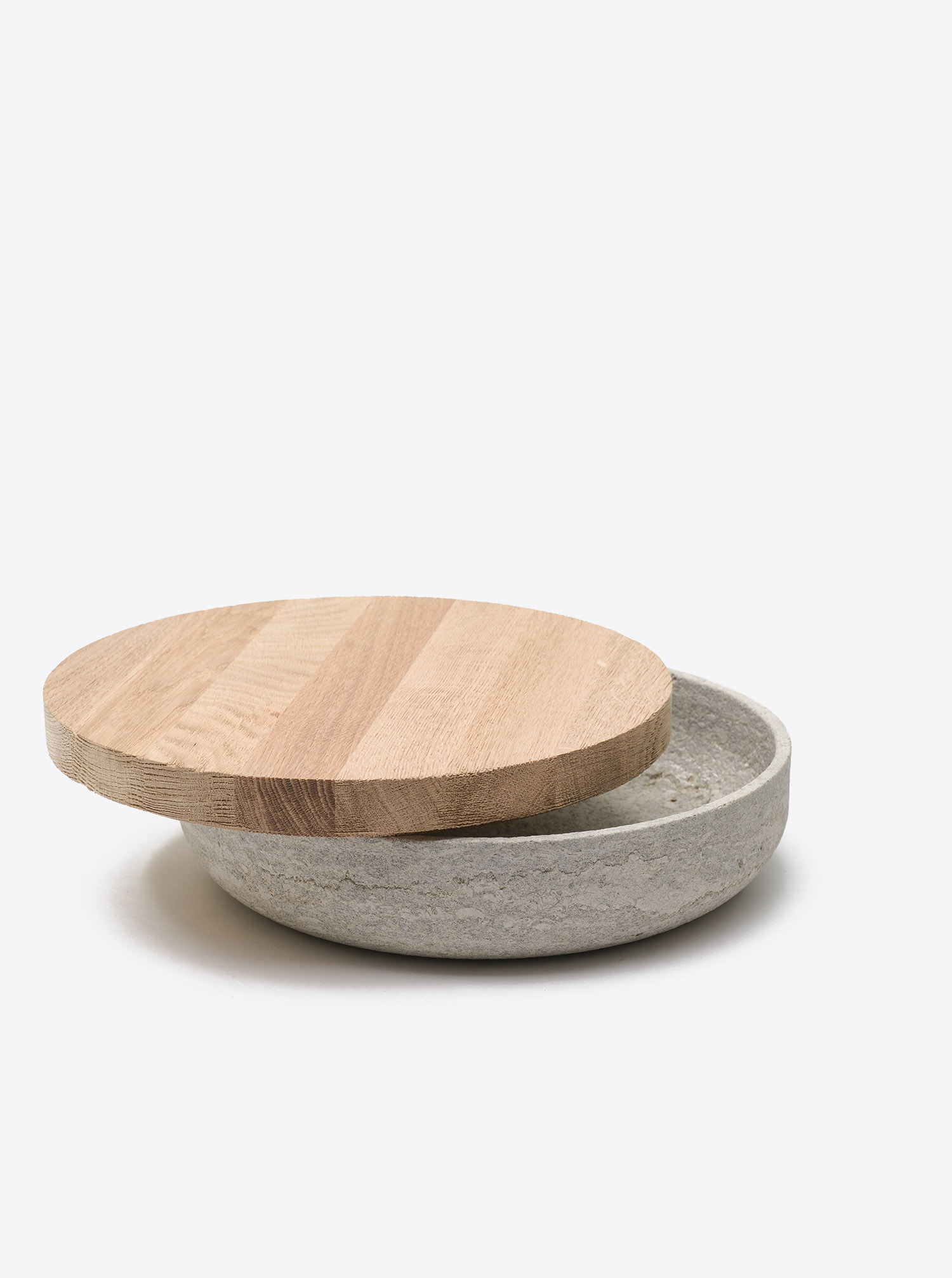 Bowl Limestone D30 with lid Oak