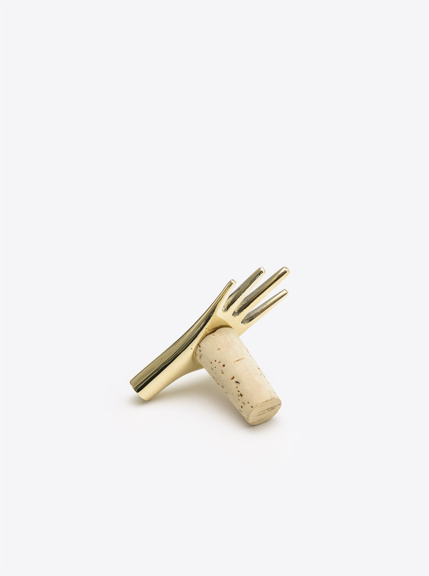 Bottle Stopper &quot;Hand low&quot; Brass polished