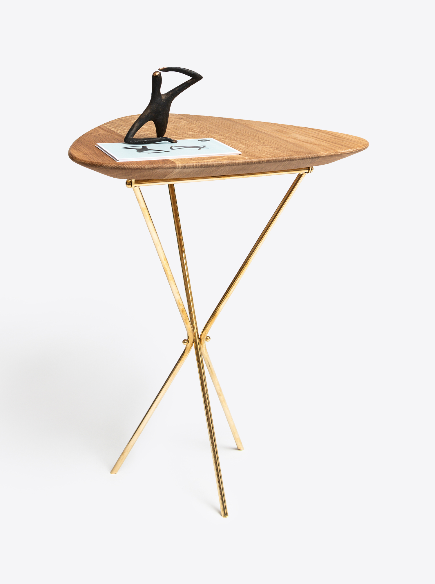 Tripod Table Oak and Brass