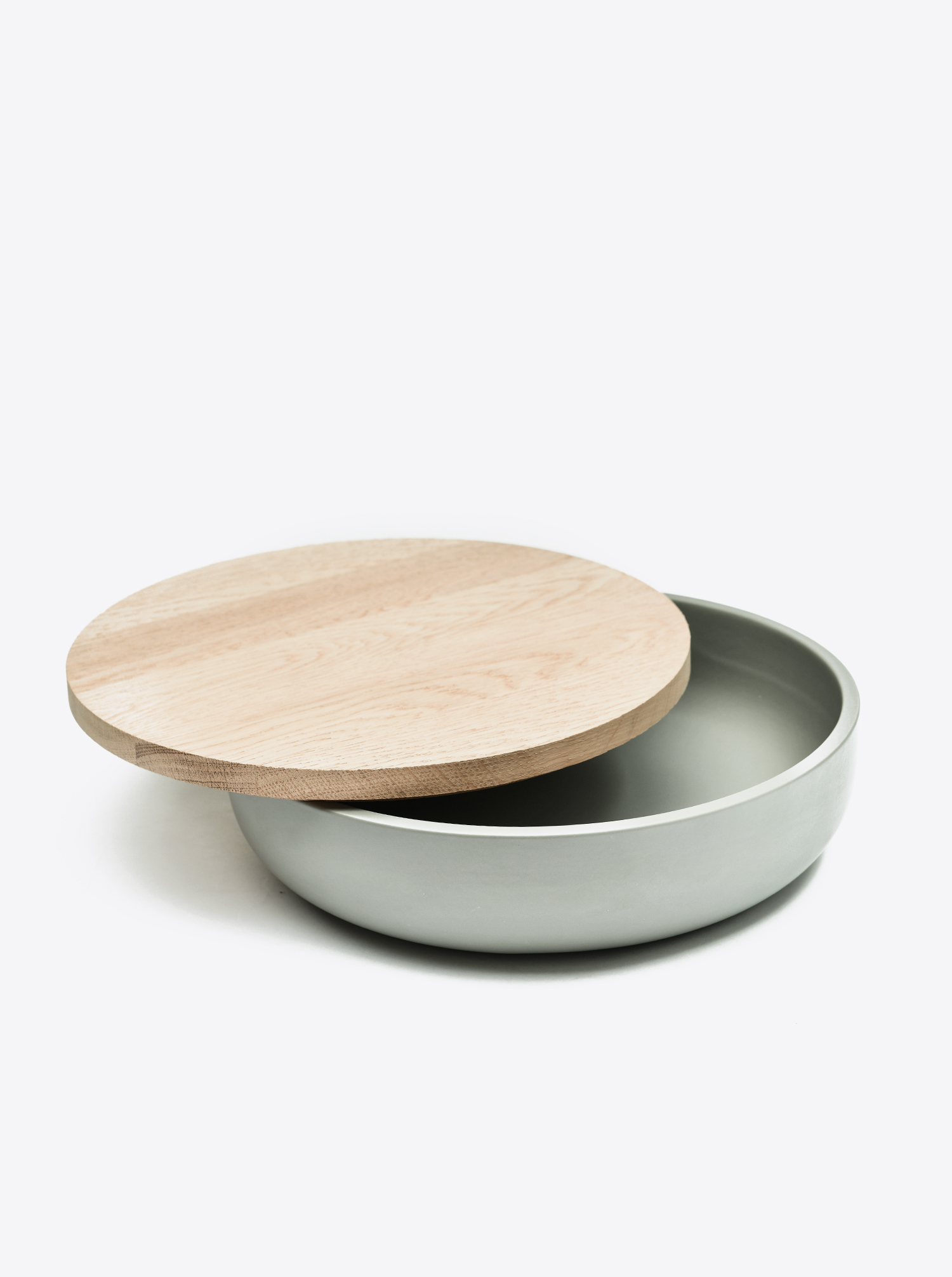 Bowl Ceramic grey D30 with lid Oak