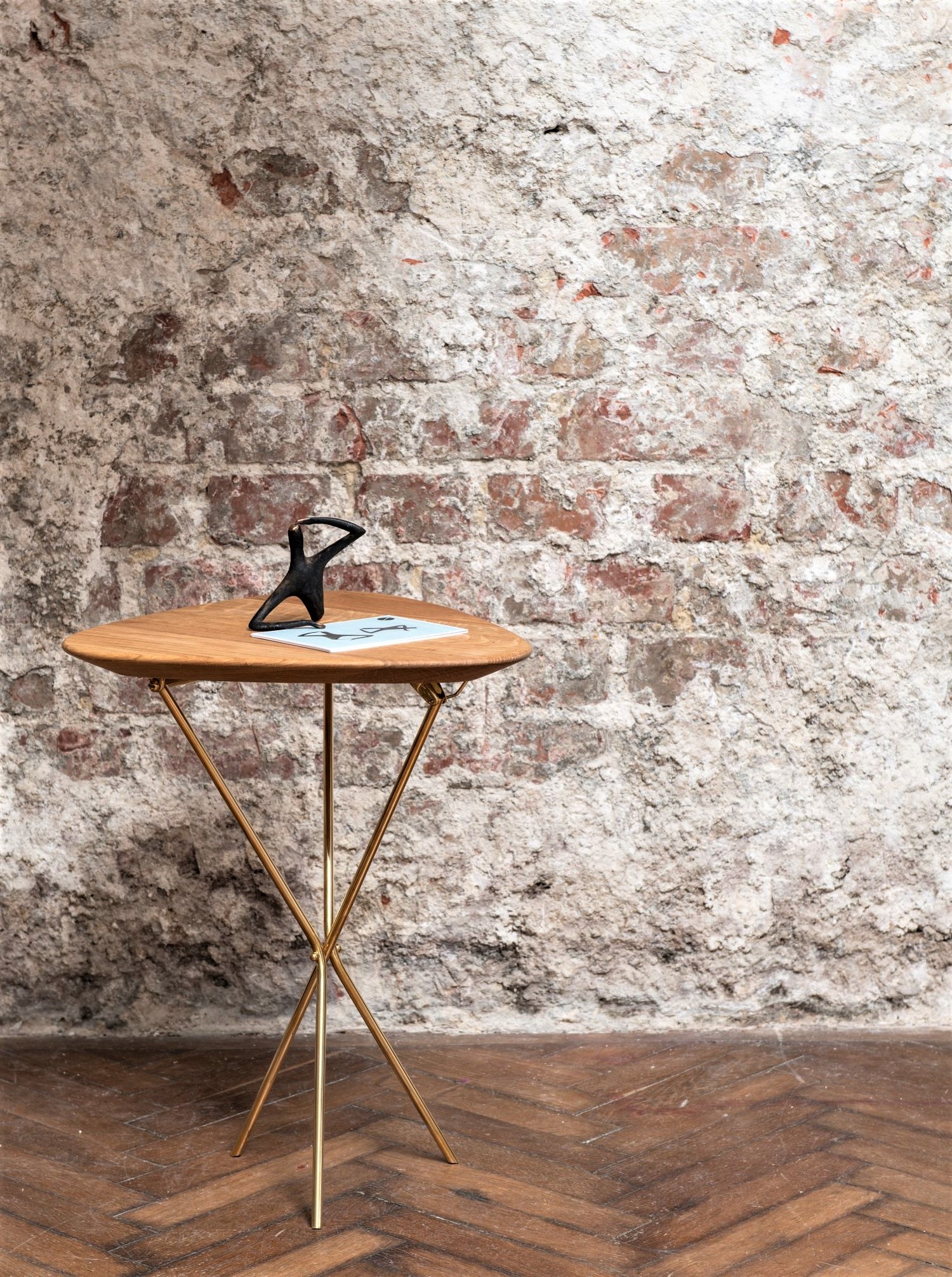 Tripod Table Oak and Brass