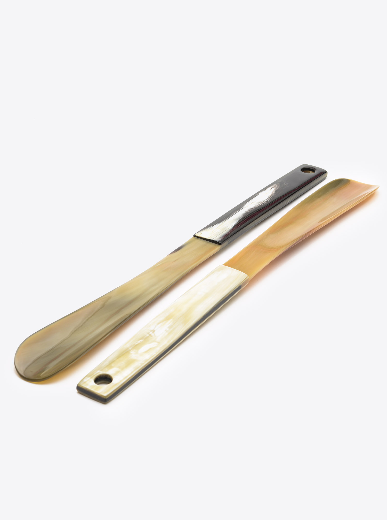 Shoehorn made of Horn light and dark handle