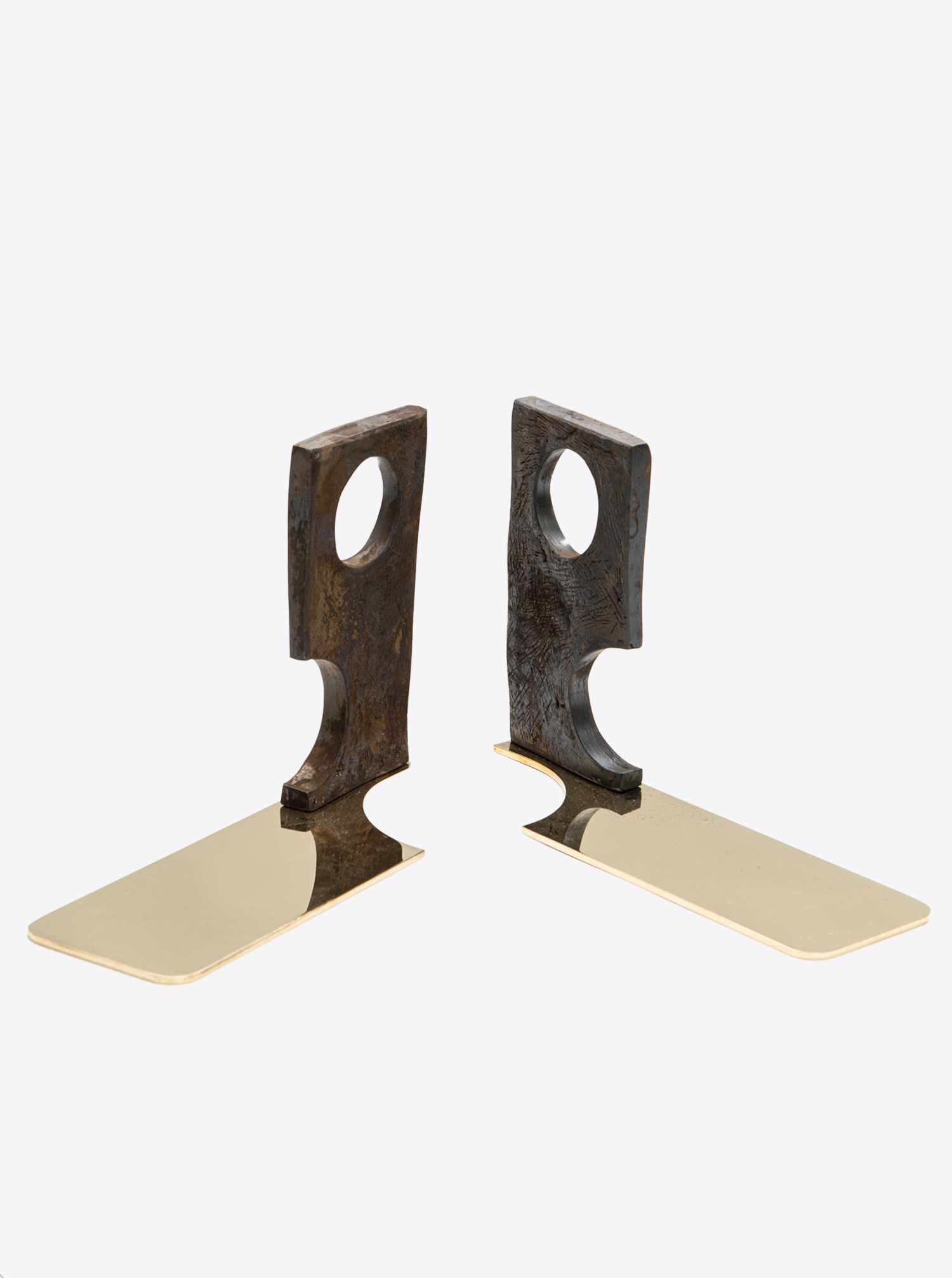 Bookend Set &quot;Urban Legends&quot; Brass patinated and polished