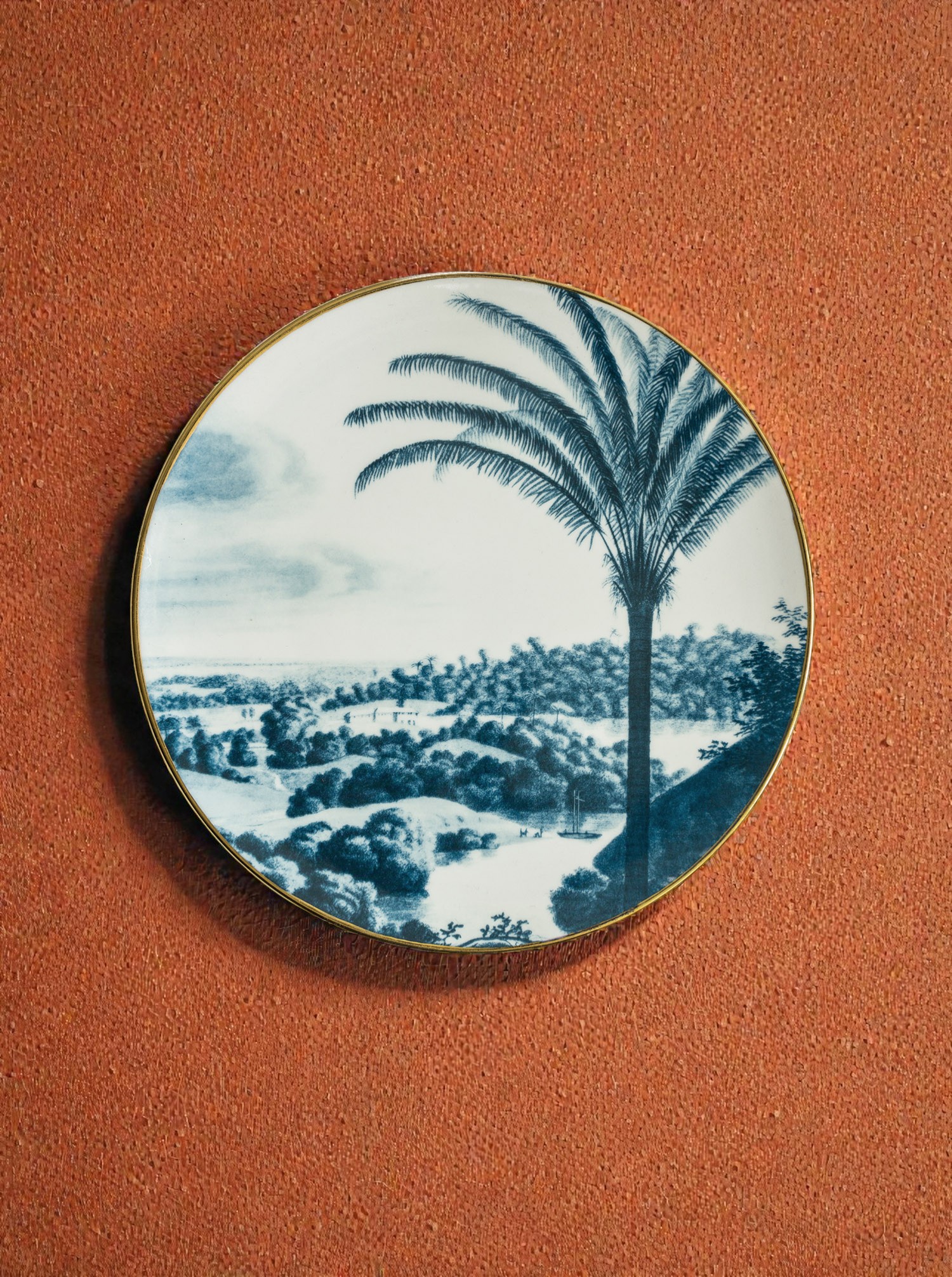 Plate Set B "Las Palmas" 2 pieces bluegreen &amp; gold D28