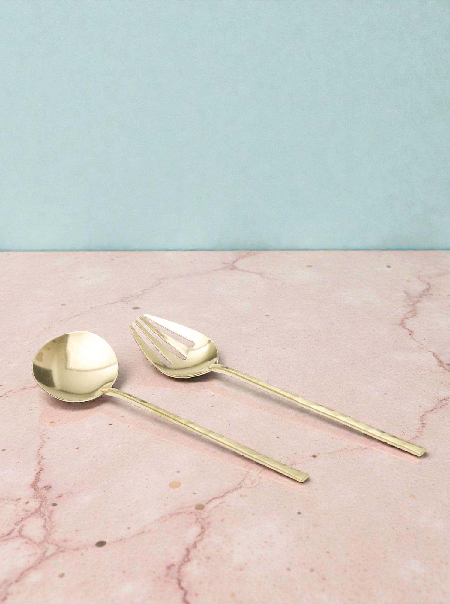 Vorlegebesteck Set Messing poliert . Handgefertigt