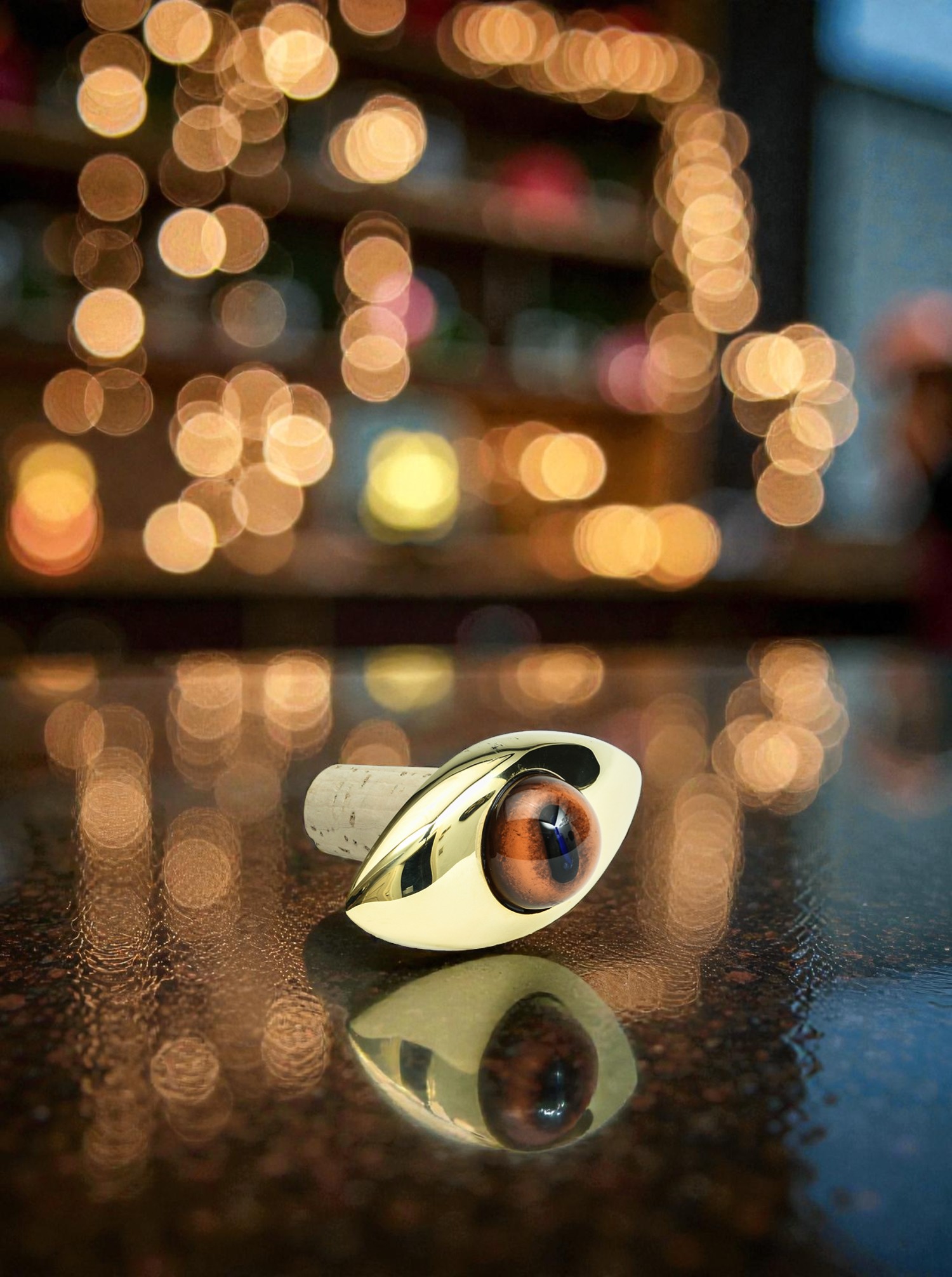 Flaschenverschluß "Auge" Messing poliert