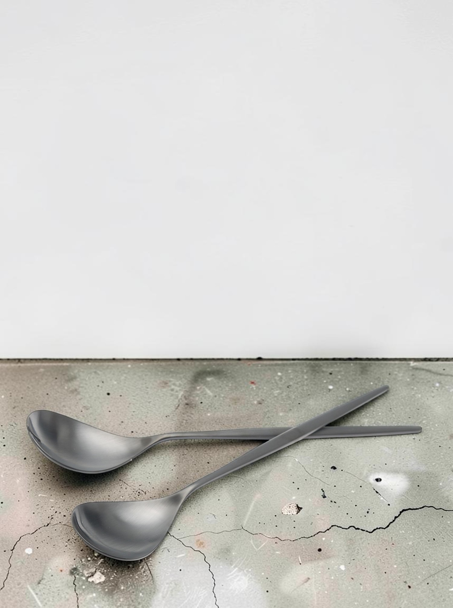 Salad Server Set "Moon" black matt