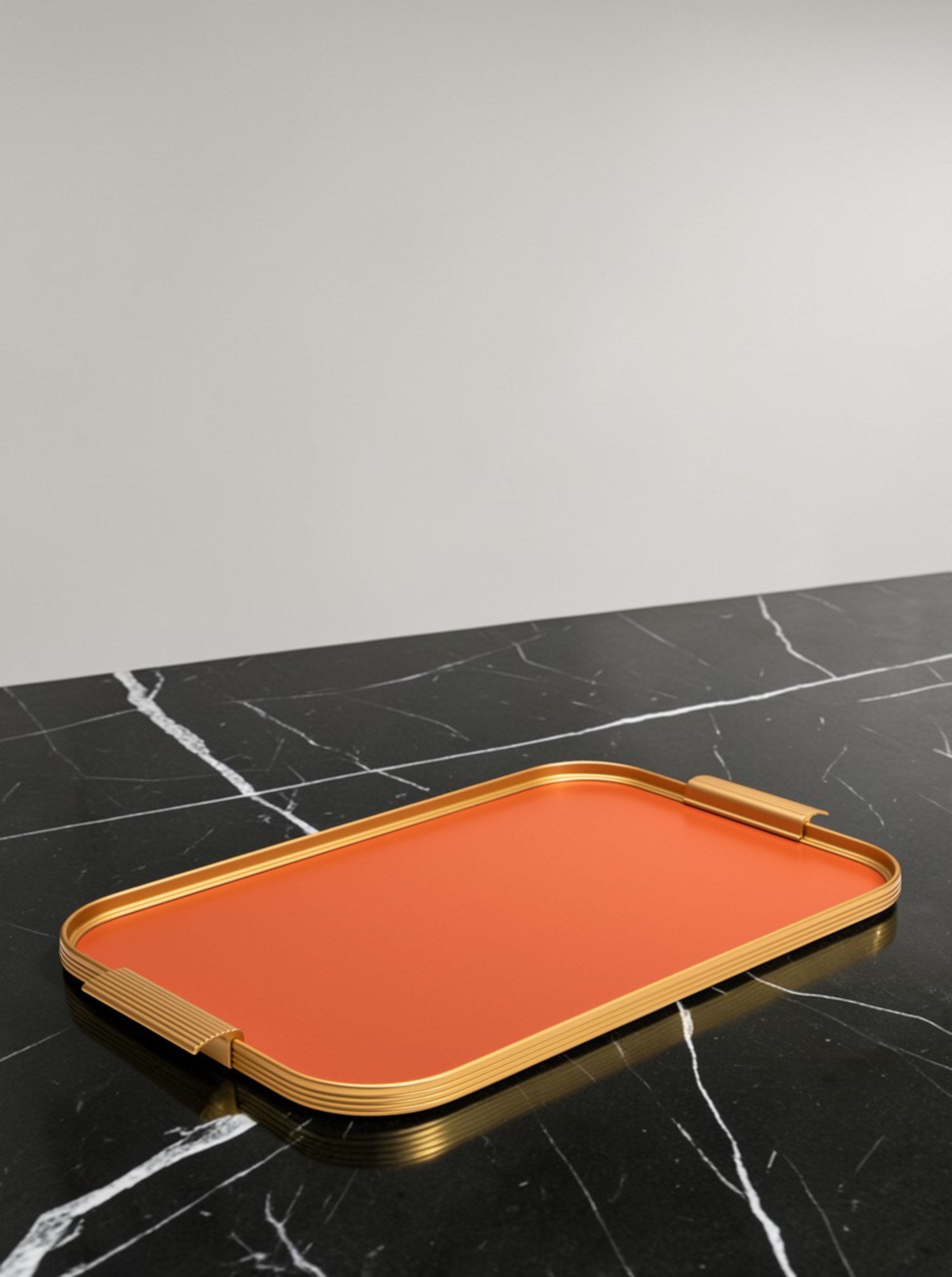 Tray Aluminium L 46 x 30cm in Burnt Orange / Gold
