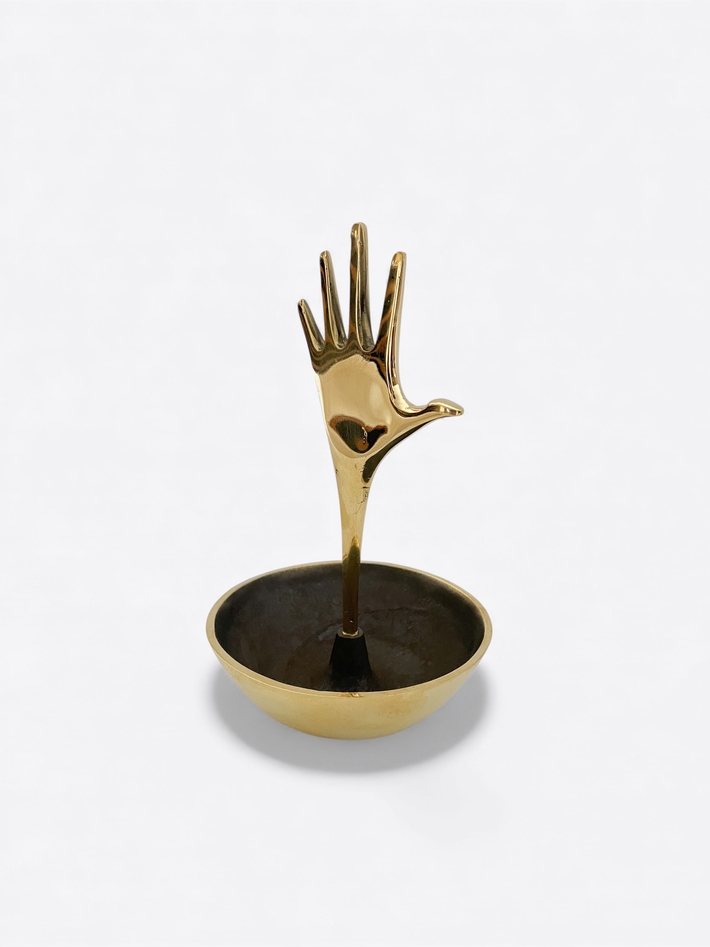 “Catch All” bowl with handle. Polished brass + patinated