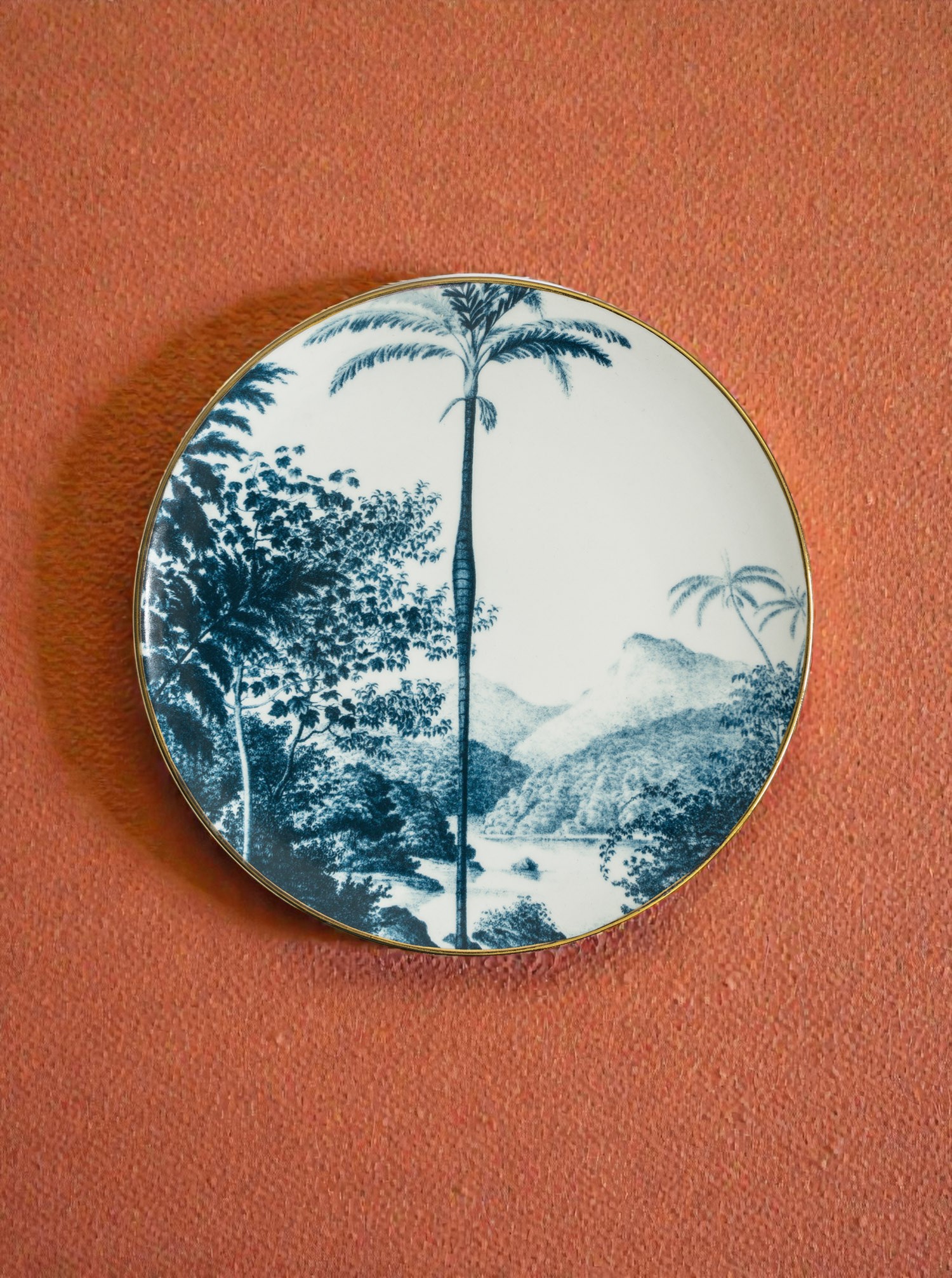 Plate Set B "Las Palmas" 2 pieces bluegreen &amp; gold D28