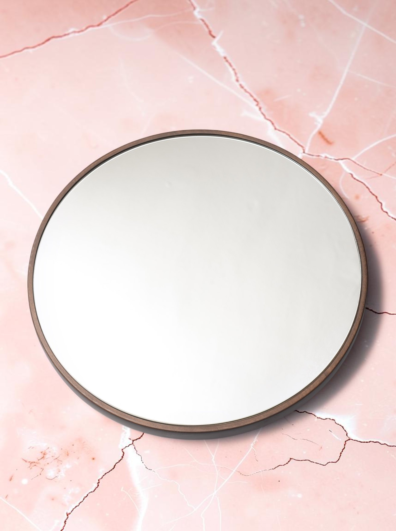 Wall Mirror "Welcome" Walnut D34cm