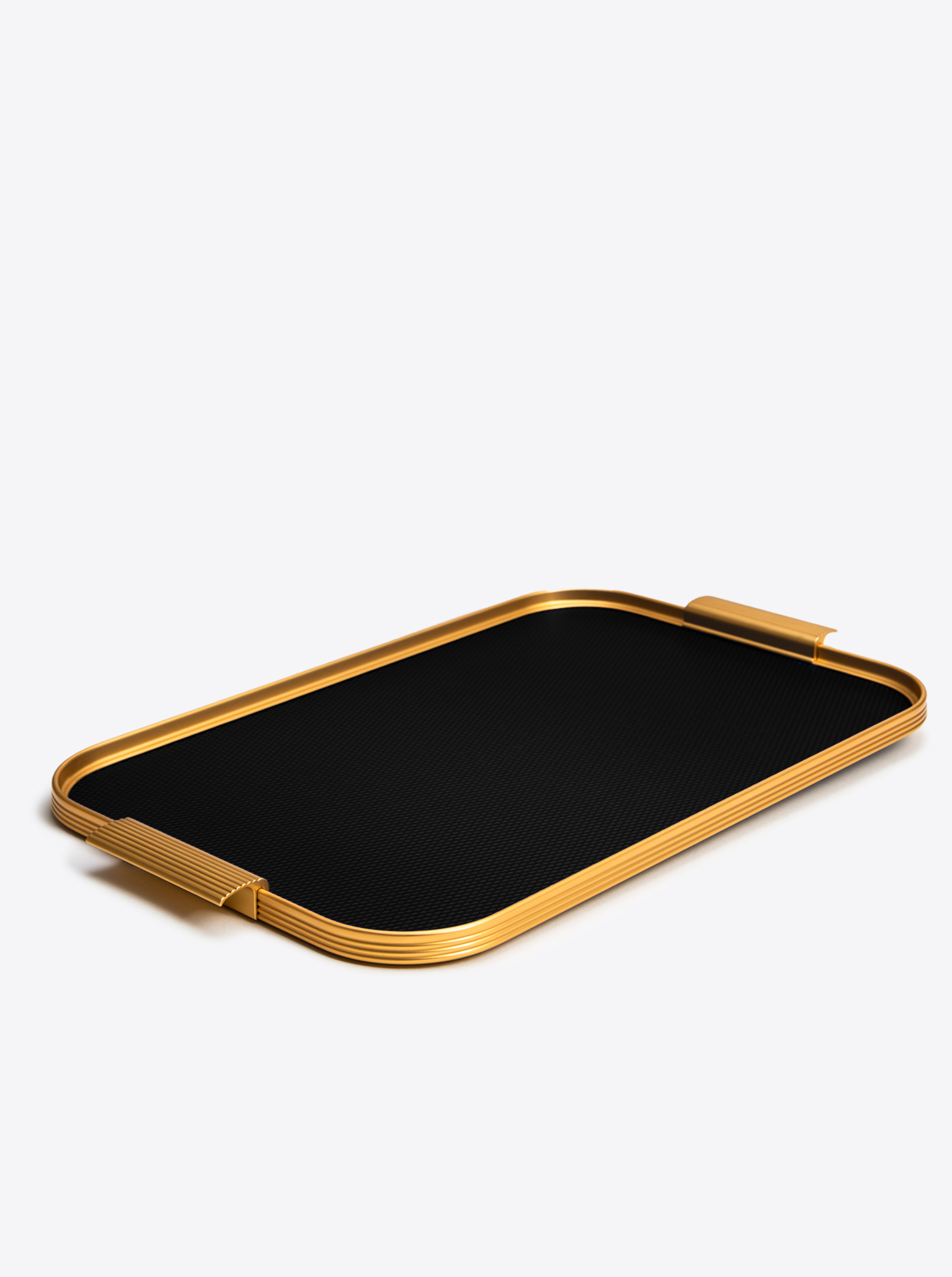 Tray Aluminium L 46 x 30cm in Diamond Black / Gold