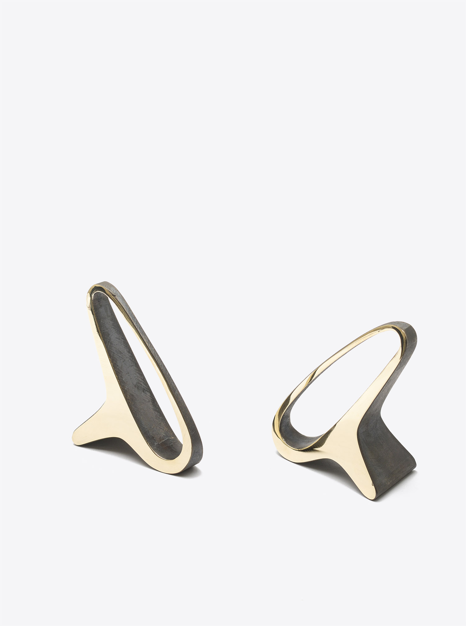 Bookend Set &quot;Earlobe&quot; Full Brass